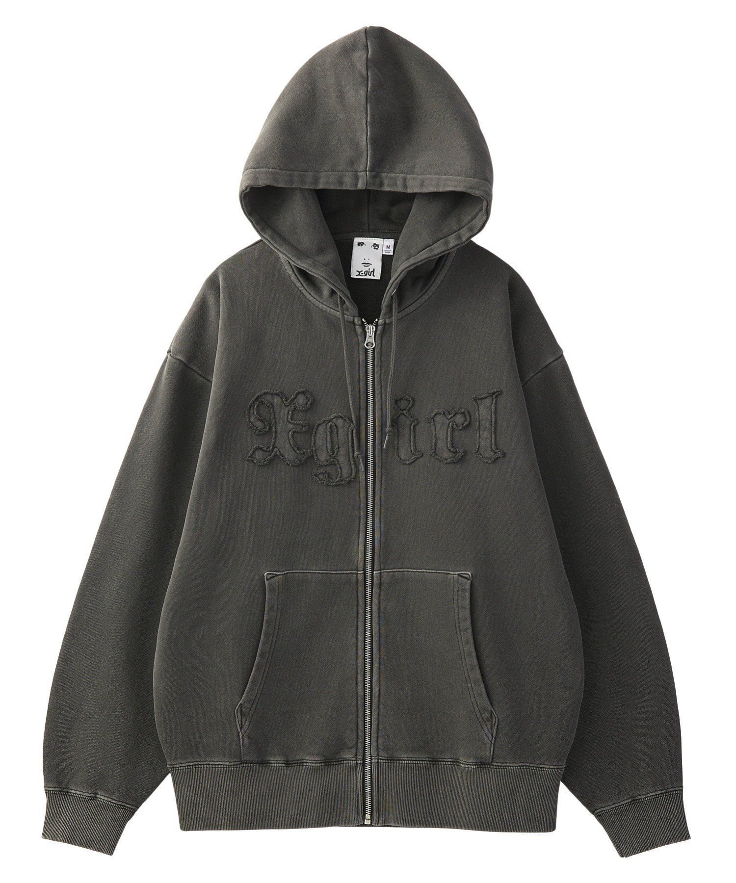 【エックスガール/X-girl】のLOGO PATCH PIGMENT DYED ZIP UP SWEAT HD インテリア・キッズ・メンズ・レディースファッション・服の通販 founy(ファニー) 　ファッション　Fashion　レディースファッション　Fashion for Women　トップス・カットソー　Cut & Sew Tops　レディースパーカー・カジュアルフーディー　Casual Hoodies & Sweatshirts　スウェット・クルーネックトップス　Sweatshirts & Crewnecks / Relaxed Fit Sweat Tops　おすすめ　Recommended / Our Picks　シンプル　Simple, Minimal　スウェット / スエット　Sweatshirt, Sweatwear　デニム　Denim, Jeans Material　パッチ　Patch, Appliqué　フロント　Front, Front Design　ミニスカート　Mini Skirt, Short Skirt　ロング　Long, Long-Length　A/W・秋冬　Autumn/Winter　長袖　Long Sleeve, Full Sleeve　BLACK|ID: prp329100004798114 ipo3291000000034949055