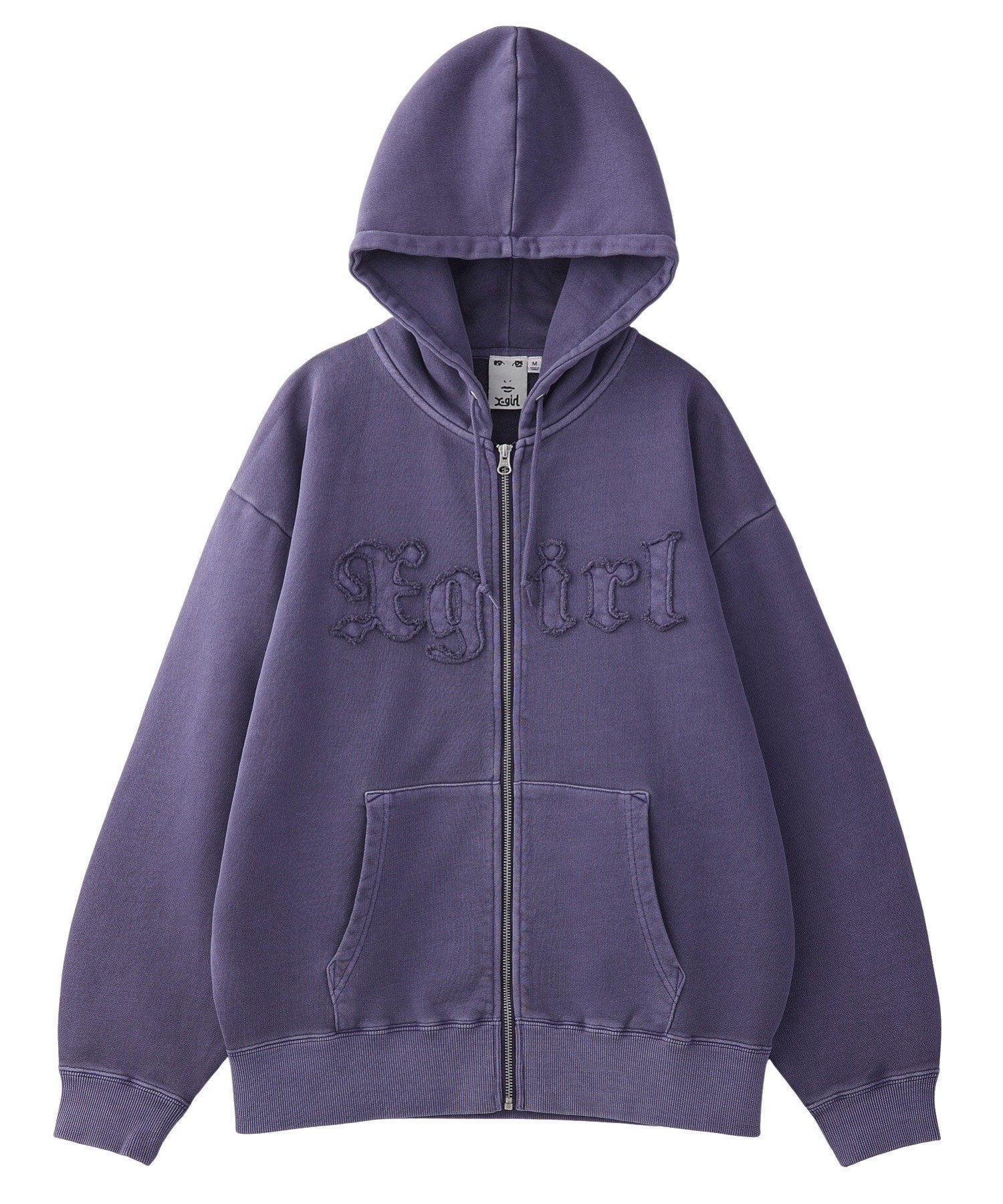 【エックスガール/X-girl】のLOGO PATCH PIGMENT DYED ZIP UP SWEAT HD インテリア・キッズ・メンズ・レディースファッション・服の通販 founy(ファニー) 　ファッション　Fashion　レディースファッション　Fashion for Women　トップス・カットソー　Cut & Sew Tops　レディースパーカー・カジュアルフーディー　Casual Hoodies & Sweatshirts　スウェット・クルーネックトップス　Sweatshirts & Crewnecks / Relaxed Fit Sweat Tops　おすすめ　Recommended / Our Picks　シンプル　Simple, Minimal　スウェット / スエット　Sweatshirt, Sweatwear　デニム　Denim, Jeans Material　パッチ　Patch, Appliqué　フロント　Front, Front Design　ミニスカート　Mini Skirt, Short Skirt　ロング　Long, Long-Length　A/W・秋冬　Autumn/Winter　長袖　Long Sleeve, Full Sleeve　PURPLE|ID: prp329100004798114 ipo3291000000034949057