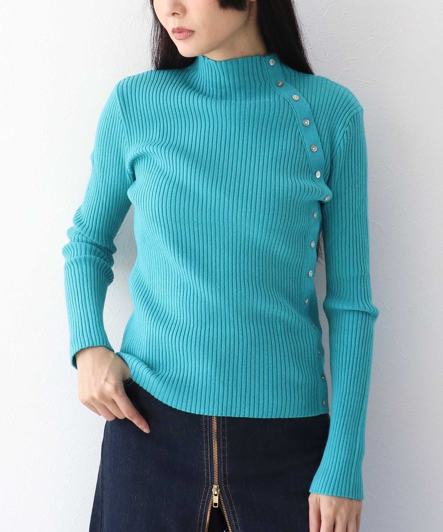 【スリーフォータイム/Three Four Time】のThree Four Time/ボトルネックアシメデザインプルオーバー インテリア・キッズ・メンズ・レディースファッション・服の通販 founy(ファニー) 　ファッション　Fashion　レディースファッション　Fashion for Women　トップス・カットソー　Cut & Sew Tops　カジュアルプルオーバー・ニットトップス　Pullovers & Knit Tops / Casual Pullovers　インナー　Innerwear　シンプル　Simple, Minimal　ベーシック　Basic, Essential　リブニット　Rib Knit, Ribbed Knit　人気　Popular, Best Seller　今季　This Season, Current Season　切替　Switching, Contrast Panel　A/W・秋冬　Autumn/Winter　ターコイズ|ID: prp329100004798139 ipo3291000000035143941