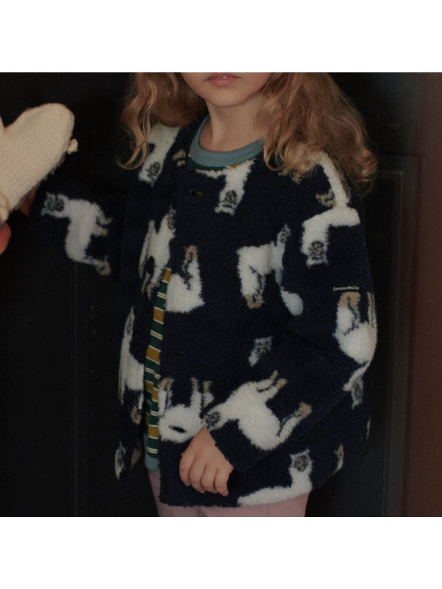 【サマンサモスモス/Samansa Mos2 / KIDS】のジャカードボアブルゾン インテリア・キッズ・メンズ・レディースファッション・服の通販 founy(ファニー) 　ファッション　Fashion　キッズファッション　Fashion for Kids　イラスト　Illustration　ブルゾン　Blouson, Bomber Jacket　ネイビー|ID: prp329100004798163 ipo3291000000034878263