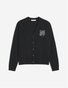 【メゾン キツネ/MAISON KITSUNE / MEN】のMaison Kitsune/FOX HEAD INTARSIA MERINO CARDIGAN BLACK/MEDIUM GREY|ID: prp329100004798213 ipo3291000000035194545