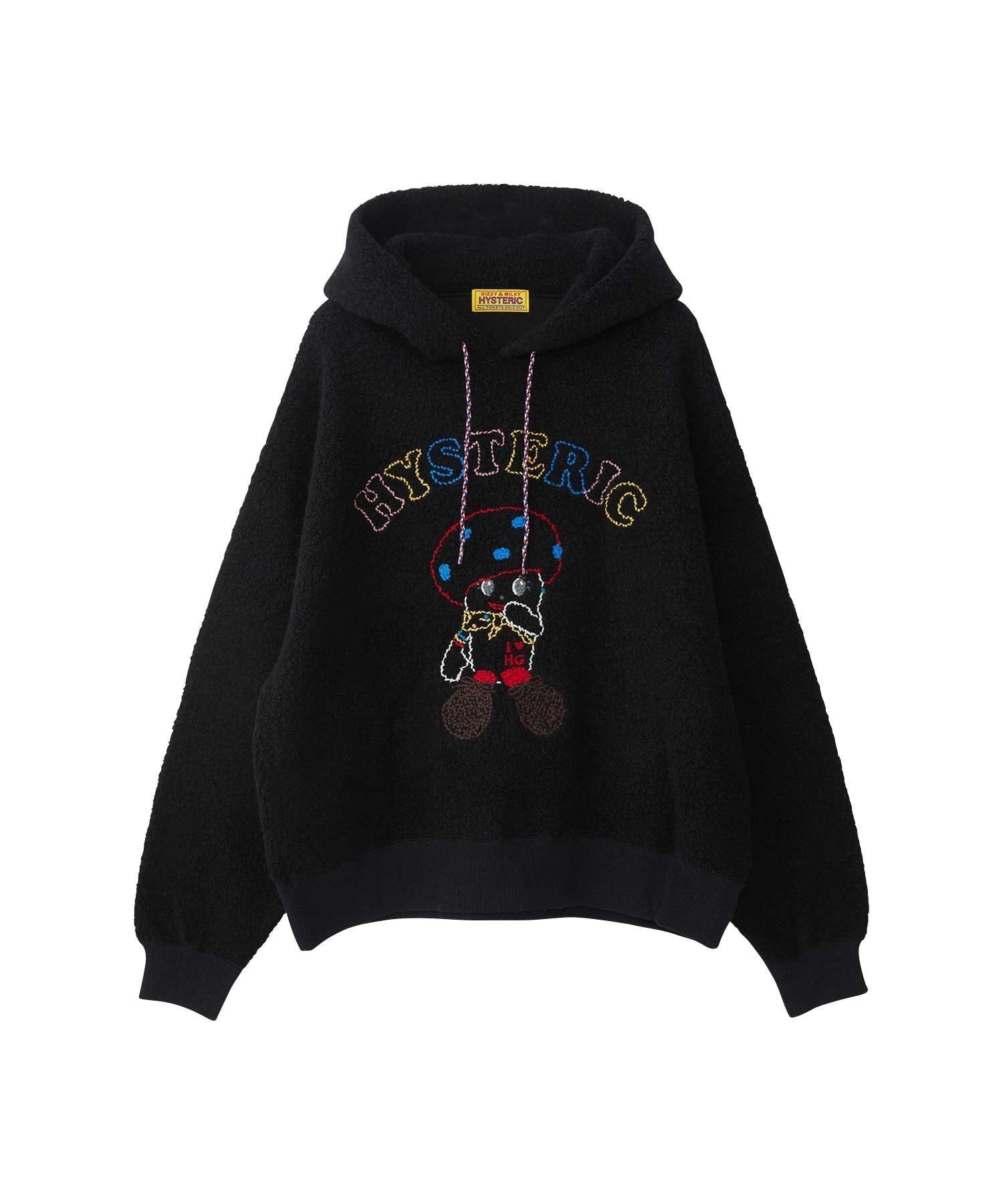 【ヒステリックグラマー/HYSTERIC GLAMOUR】のNOKO CHAN刺繍 オーバーサイズパーカー インテリア・キッズ・メンズ・レディースファッション・服の通販 founy(ファニー) ファッション Fashion レディースファッション Fashion for Women トップス・カットソー Cut & Sew Tops レディースパーカー・カジュアルフーディー Casual Hoodies & Sweatshirts ガーリー Girly, Feminine Style ハンド Hand, Handmade モコモコ Fuzzy, Fluffy モチーフ Motif, Design Theme ブラック|ID: prp329100004798264 ipo3291000000034871120