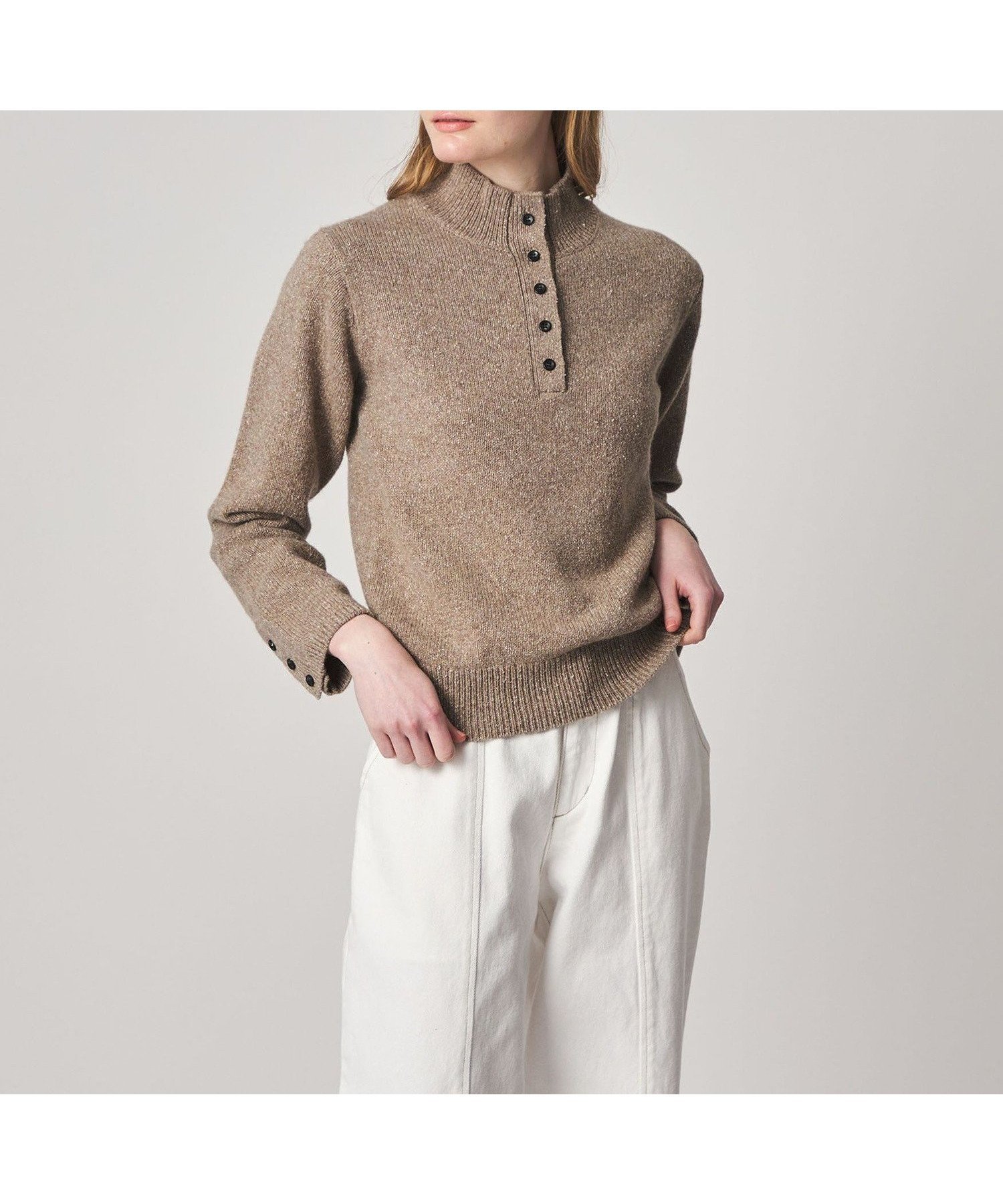 【ビューティ&ユース ユナイテッドアローズ/BEAUTY&YOUTH / UNITED ARROWS】のSteven Alan ウール シルク ヘンリーネック ニット インテリア・キッズ・メンズ・レディースファッション・服の通販 founy(ファニー) 　ファッション　Fashion　レディースファッション　Fashion for Women　トップス・カットソー　Cut & Sew Tops　ニット　Knit Tops & Sweaters　おすすめ　Recommended / Our Picks　シルク　Silk, 100% Silk　スカーフ　Scarf, Neckwear　スタンド　Stand Collar, Upright Stand　タートルネック　Turtleneck, High Neck　ネップ　Nepp, Slub Yarn　ベスト　Vest, Waistcoat　BEIGE|ID: prp329100004798406 ipo3291000000034815523