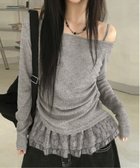 【チェルカ/CERCA】のNia/Nia(ニア)/ワンショルダー ギャザーデザイン レイヤードトップス 人気、トレンドファッション・服の通販 founy(ファニー) ファッション Fashion レディースファッション Fashion for Women トップス・カットソー Cut & Sew Tops ギャザー Gathered, Ruffled ショルダー Shoulder, Shoulder Strap thumbnail グレー|ID: prp329100004798426 ipo3291000000034844732