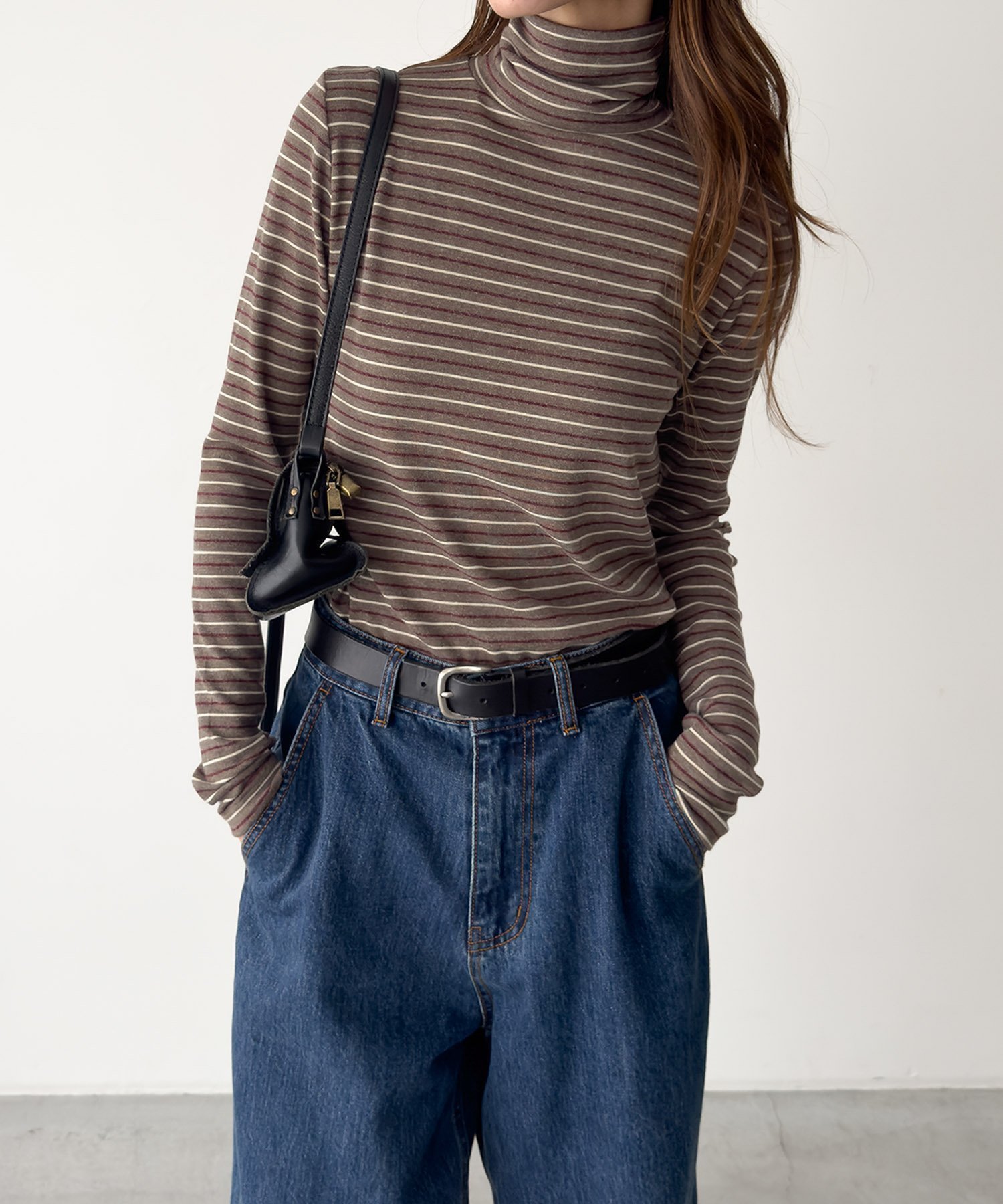 【キャナルジーン/CANAL JEAN】のEl mar ランダムボーダーハイネックロンT 人気、トレンドファッション・服の通販 founy(ファニー) ファッション Fashion レディースファッション Fashion for Women トップス・カットソー Cut & Sew Tops ロングTシャツ・Tシャツ Longline T-Shirts & Tees スラックス Slacks, Dress Pants デニム Denim, Jeans Material フィット Fit, Slim Fit ボトム Bottoms, Lower Wear ボーダー Border, Stripe ランダム Random, Irregular other-1|ID: prp329100004798489 ipo3291000000034816071