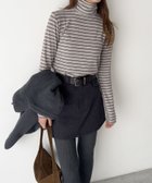 【キャナルジーン/CANAL JEAN】のEl mar ランダムボーダーハイネックロンT 人気、トレンドファッション・服の通販 founy(ファニー) ファッション Fashion レディースファッション Fashion for Women トップス・カットソー Cut & Sew Tops ロングTシャツ・Tシャツ Longline T-Shirts & Tees スラックス Slacks, Dress Pants デニム Denim, Jeans Material フィット Fit, Slim Fit ボトム Bottoms, Lower Wear ボーダー Border, Stripe ランダム Random, Irregular thumbnail グレー|ID: prp329100004798489 ipo3291000000034816073