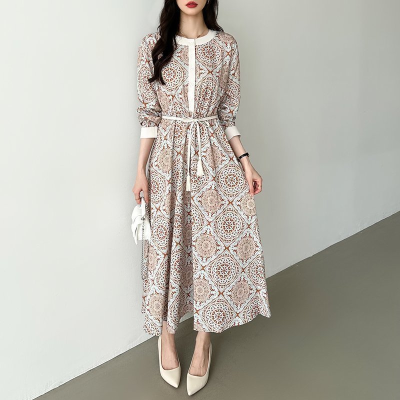 【ココモモ/COCOMOMO】のロングワンピース 配色 エスニック柄 きれいめ フレンチスリーブ 前開き インテリア・キッズ・メンズ・レディースファッション・服の通販 founy(ファニー) ファッション Fashion レディースファッション Fashion for Women ワンピース Dresses エスニック Ethnic Style スリーブ Sleeve, Long Sleeve / Short Sleeve タッセル Tassel, Fringe フレンチ French, French Style リゾート Resort, Vacation Style ロング Long, Long-Length 半袖 Short Sleeve, Half Sleeve 夏 Summer 旅行 Travel 春 Spring S/S・春夏 SS, Spring/Summer, Warm Season 長袖 Long Sleeve, Full Sleeve 長袖・アイボリー|ID: prp329100004798808 ipo3291000000034884229