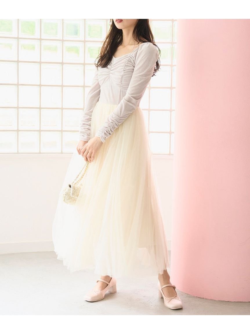 【スナイデル/SNIDEL】の【Chacott】ベロア×チュールワンピース インテリア・キッズ・メンズ・レディースファッション・服の通販 founy(ファニー) 　ファッション　Fashion　レディースファッション　Fashion for Women　ワンピース　Dresses　インナー　Innerwear　ウェーブ　Wavy Pattern　キャミソール　Camisole, Spaghetti Strap Top　ギャザー　Gathered, Ruffled　コルセット　Corset, Bustier　シアー　Sheer, See-Through　シルバー　Silver, Metallic Silver　ストレート　Straight, Straight Cut　スマート　Smart, Elegant　チュール　Tulip, Tulip Motif　ドッキング　Docking, Mixed Material　ドレス　Dress, One-Piece　バレエ　Ballet, Ballet Style　フィット　Fit, Slim Fit　フェミニン　Feminine, Girly　ベロア　Velour, Soft Velvet　ラベンダー　Lavender　レース　Lace, Lace Fabric　ロング　Long, Long-Length　おすすめ　Recommended / Our Picks　WHT[001]|ID: prp329100004798814 ipo3291000000034818217