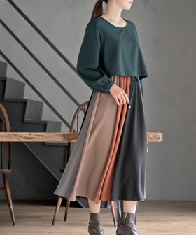 【アールピーエス/rps】のカラフルパッチワークドッキングワンピース 人気、トレンドファッション・服の通販 founy(ファニー) ファッション Fashion レディースファッション Fashion for Women ワンピース Dresses カラフル Colorful Design ジョーゼット Georgette, Semi-Sheer Fabric ストレッチ Stretch, Stretchy Fabric ドッキング Docking, Mixed Material パッチワーク Patchwork, Mixed Fabric リボン Ribbon, Bow 再入荷 Restock / Back in Stock 無地 Plain, Solid Color |ID:prp329100004798842