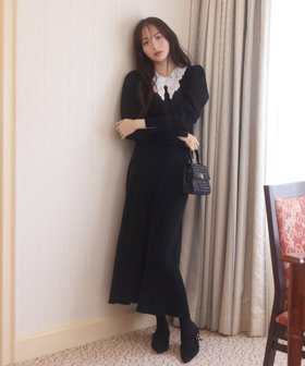 【プロポーション ボディドレッシング/PROPORTION BODY DRESSING】のレース襟付きニットワンピース 人気、トレンドファッション・服の通販 founy(ファニー) ファッション Fashion レディースファッション Fashion for Women ワンピース Dresses ニットワンピース Knit Dresses ウォーム Warm Fabric スリット Slit, Slit Detail トレンド Trend, Trending Now フィット Fit, Slim Fit フレア Flare, Flared レース Lace, Lace Fabric |ID:prp329100004798852