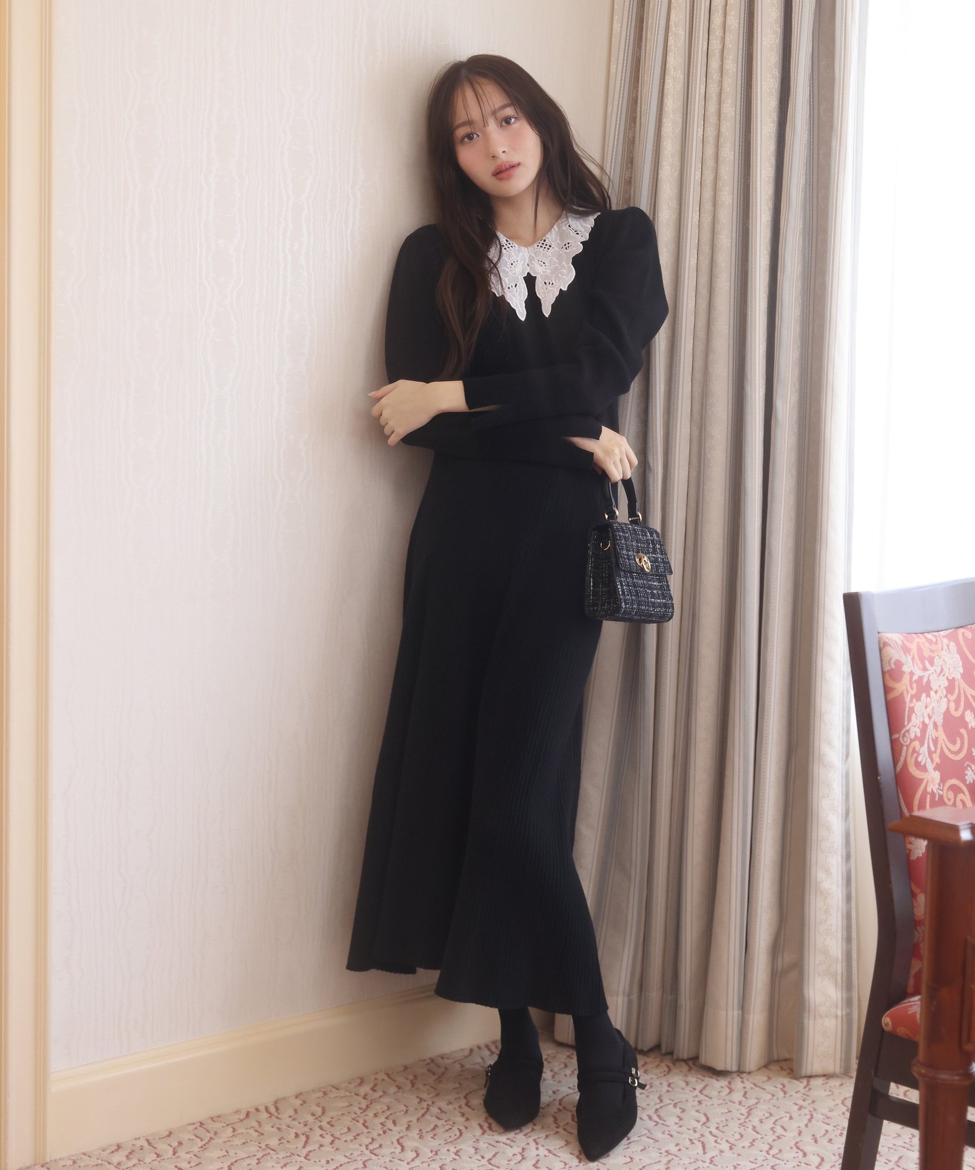 【プロポーション ボディドレッシング/PROPORTION BODY DRESSING】のレース襟付きニットワンピース 人気、トレンドファッション・服の通販 founy(ファニー) ファッション Fashion レディースファッション Fashion for Women ワンピース Dresses ニットワンピース Knit Dresses ウォーム Warm Fabric スリット Slit, Slit Detail トレンド Trend, Trending Now フィット Fit, Slim Fit フレア Flare, Flared レース Lace, Lace Fabric other-1|ID: prp329100004798852 ipo3291000000034818440