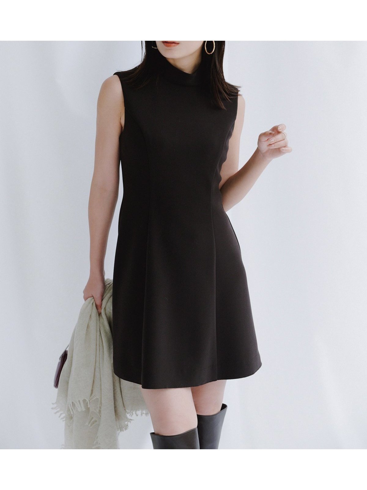 【アニュアンス/anuans】のカットジョーゼットミニワンピース インテリア・キッズ・メンズ・レディースファッション・服の通販 founy(ファニー) ファッション Fashion レディースファッション Fashion for Women ワンピース Dresses おすすめ Recommended / Our Picks クラシカル Classical, Vintage-Inspired ジョーゼット Georgette, Semi-Sheer Fabric ハイネック High Neck, Mock Neck BROWN|ID: prp329100004798889 ipo3291000000034930501