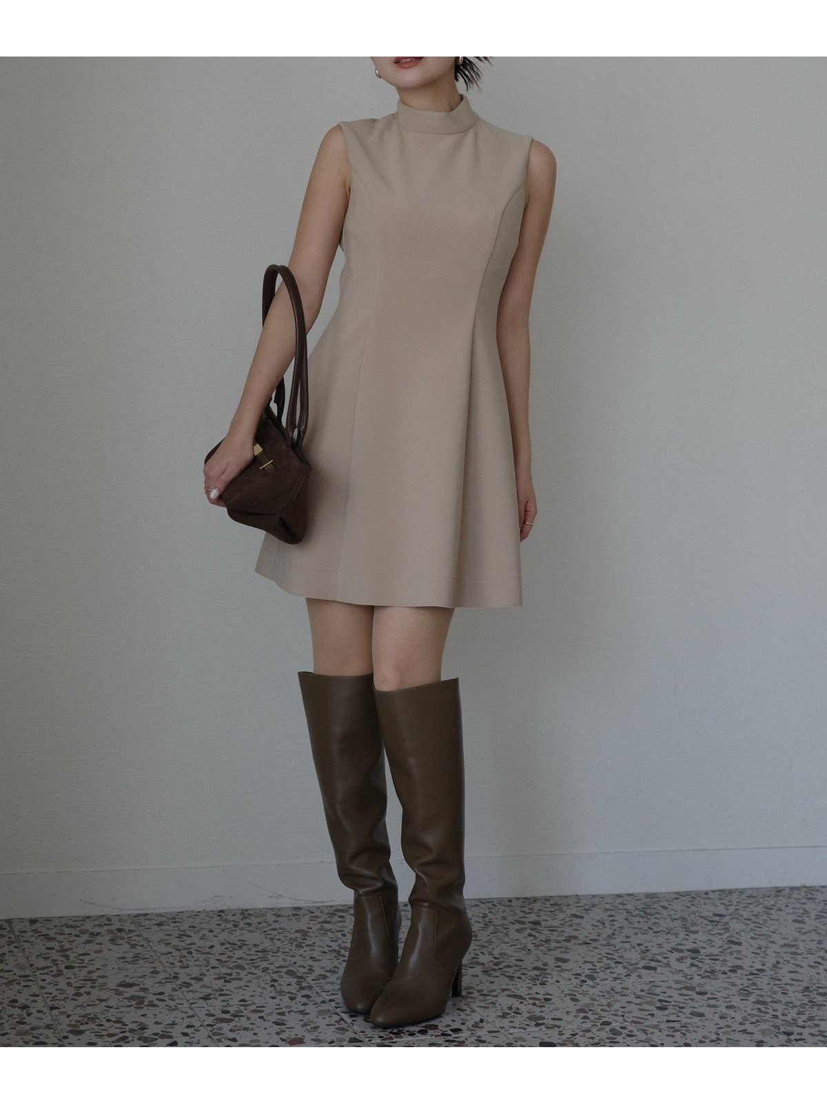 【アニュアンス/anuans】のカットジョーゼットミニワンピース インテリア・キッズ・メンズ・レディースファッション・服の通販 founy(ファニー) ファッション Fashion レディースファッション Fashion for Women ワンピース Dresses おすすめ Recommended / Our Picks クラシカル Classical, Vintage-Inspired ジョーゼット Georgette, Semi-Sheer Fabric ハイネック High Neck, Mock Neck BEIGE|ID: prp329100004798889 ipo3291000000034930502