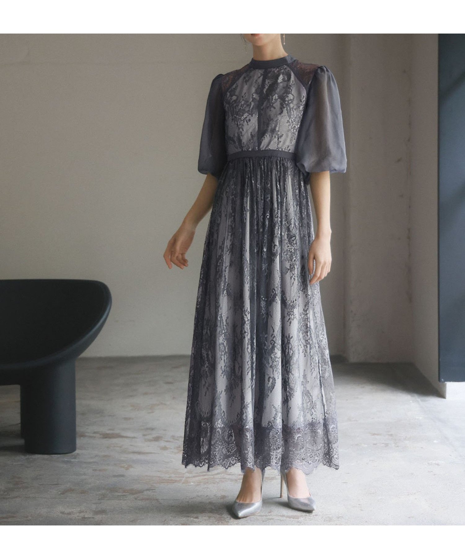 【ガール/GIRL】の総レースハイネックバルーンスリーブロング丈 結婚式 ワンピース パーティードレス インテリア・キッズ・メンズ・レディースファッション・服の通販 founy(ファニー) 　ファッション　Fashion　レディースファッション　Fashion for Women　ワンピース　Dresses　フォーマル・パーティードレス・結婚式用ドレス　Elegant & Casual Dresses　エレガント 上品　Elegant　オケージョン　Occasion Wear　オーガンジー　Organza Fabric　ギャザー　Gathered, Ruffled　クラシカル　Classical, Vintage-Inspired　スカラップ　Scallop, Scalloped Edge　スリーブ　Sleeve, Long Sleeve / Short Sleeve　ドレス　Dress, One-Piece　フレア　Flare, Flared　フロント　Front, Front Design　レース　Lace, Lace Fabric　再入荷　Restock / Back in Stock　おすすめ　Recommended / Our Picks　結婚式　Wedding　披露宴　Wedding Reception　二次会　After Party　CGY|ID: prp329100004798919 ipo3291000000034951186