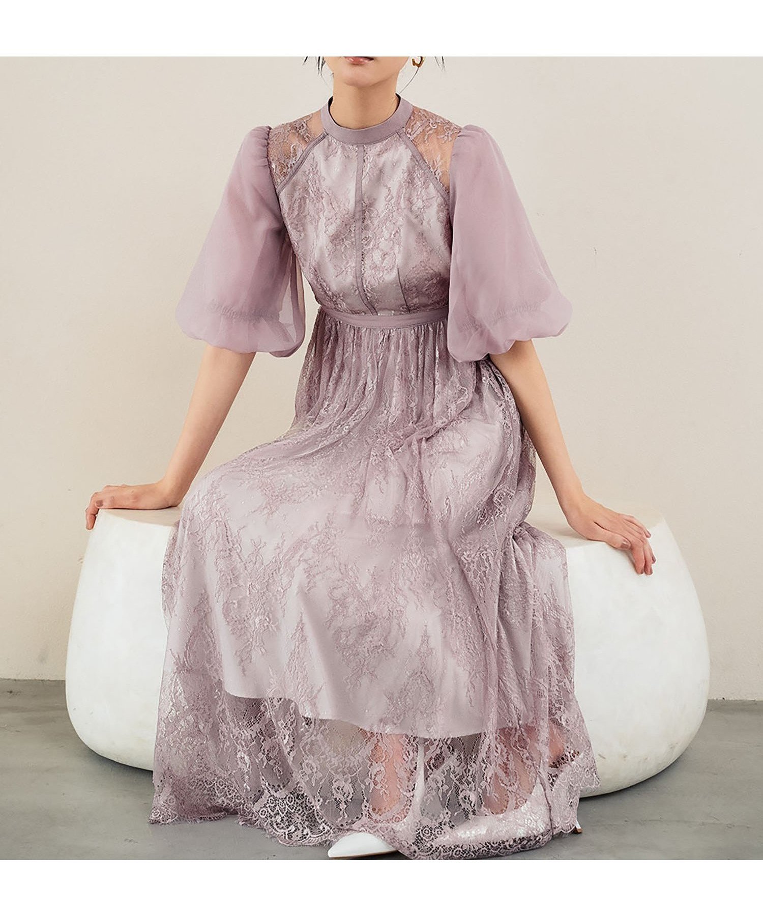 【ガール/GIRL】の総レースハイネックバルーンスリーブロング丈 結婚式 ワンピース パーティードレス インテリア・キッズ・メンズ・レディースファッション・服の通販 founy(ファニー) 　ファッション　Fashion　レディースファッション　Fashion for Women　ワンピース　Dresses　フォーマル・パーティードレス・結婚式用ドレス　Elegant & Casual Dresses　エレガント 上品　Elegant　オケージョン　Occasion Wear　オーガンジー　Organza Fabric　ギャザー　Gathered, Ruffled　クラシカル　Classical, Vintage-Inspired　スカラップ　Scallop, Scalloped Edge　スリーブ　Sleeve, Long Sleeve / Short Sleeve　ドレス　Dress, One-Piece　フレア　Flare, Flared　フロント　Front, Front Design　レース　Lace, Lace Fabric　再入荷　Restock / Back in Stock　おすすめ　Recommended / Our Picks　結婚式　Wedding　披露宴　Wedding Reception　二次会　After Party　PKBE|ID: prp329100004798919 ipo3291000000034951191