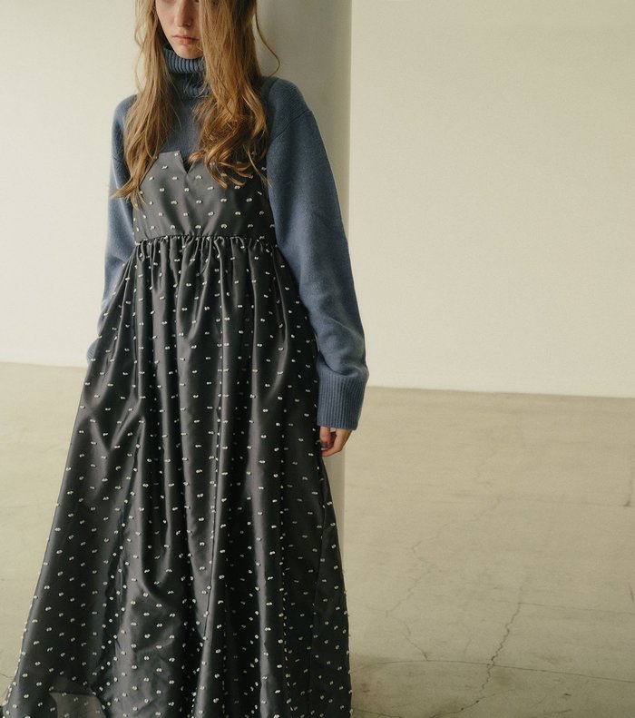 【ルシェル ブルー/LE CIEL BLEU】のジャカードキャミドレス / Jacquard Cami Dress インテリア・キッズ・メンズ・レディースファッション・服の通販 founy(ファニー) https://founy.com/ ファッション Fashion レディースファッション Fashion for Women トップス・カットソー Cut & Sew Tops キャミソール&ノースリーブ Camisoles & Sleeveless Tops ワンピース Dresses フォーマル・パーティードレス・結婚式用ドレス Elegant & Casual Dresses ドレス Dress, One-Piece フィット Fit, Slim Fit ラップ Wrap, Wrap Design リボン Ribbon, Bow 水玉 Polka Dot, Dot Pattern |ID: prp329100004798921 ipo3291000000035171209