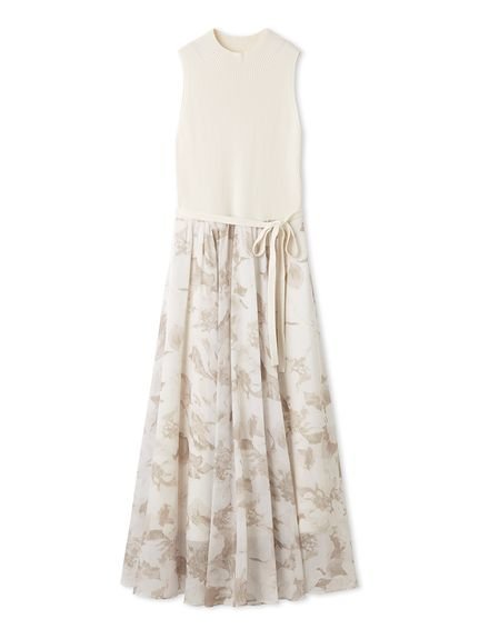 【スナイデル/SNIDEL】のノースリニットドッキングワンピース インテリア・キッズ・メンズ・レディースファッション・服の通販 founy(ファニー) 　ファッション　Fashion　レディースファッション　Fashion for Women　ワンピース　Dresses　カーディガン　Cardigan, Knitwear　クラシカル　Classical, Vintage-Inspired　シンプル　Simple, Minimal　スマート　Smart, Elegant　ドッキング　Docking, Mixed Material　リボン　Ribbon, Bow　おすすめ　Recommended / Our Picks　エレガント 上品　Elegant　IVR[003]|ID: prp329100004799015 ipo3291000000034819312