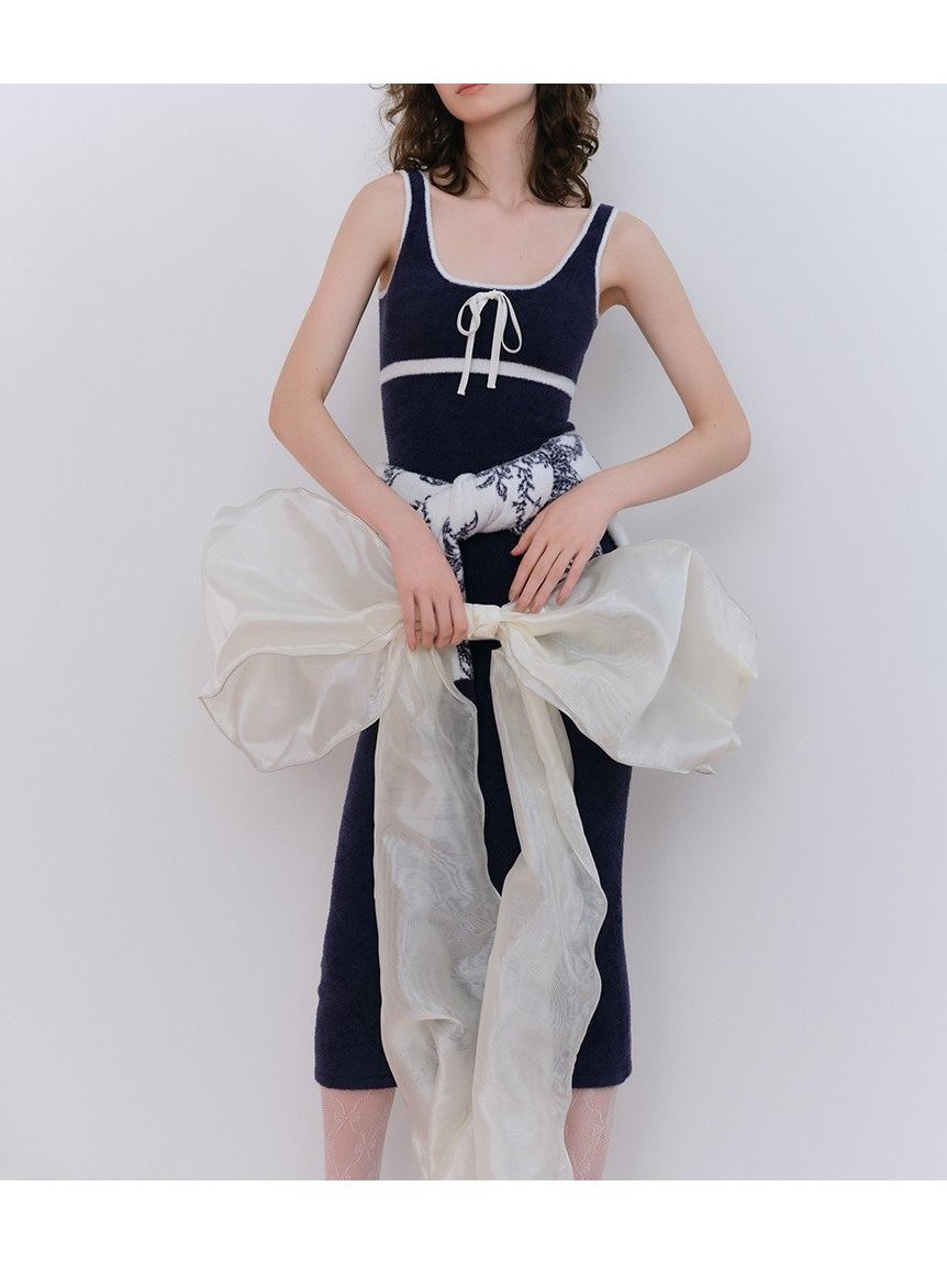 【スナイデル ホーム/SNIDEL HOME】の【5th Anniversary】ワンポイントニットワンピース インテリア・キッズ・メンズ・レディースファッション・服の通販 founy(ファニー) 　ファッション　Fashion　レディースファッション　Fashion for Women　ワンピース　Dresses　ニットワンピース　Knit Dresses　秋　Autumn　カーディガン　Cardigan, Knitwear　コレクション　Collection, Seasonal Line　スマート　Smart, Elegant　人気　Popular, Best Seller　ベロア　Velour, Soft Velvet　リボン　Ribbon, Bow　おすすめ　Recommended / Our Picks　お家時間・ステイホーム　Stay Home / At Home　NVY[089]|ID: prp329100004799036 ipo3291000000034819439