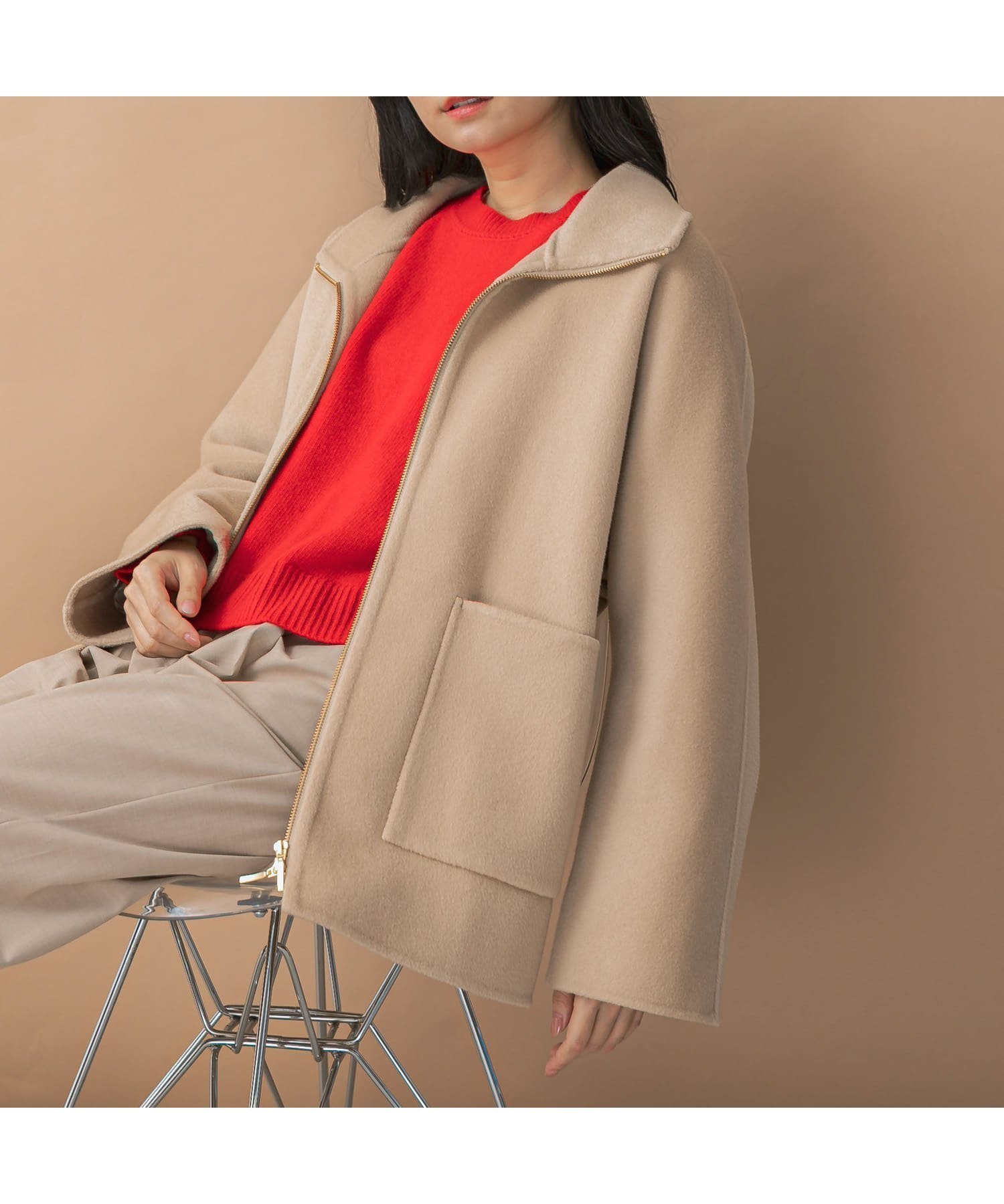 【アーバンリサーチ ロッソ/URBAN RESEARCH ROSSO】のダブルジップリバーコート インテリア・キッズ・メンズ・レディースファッション・服の通販 founy(ファニー) ファッション Fashion レディースファッション Fashion for Women アウター Coat / Outerwear Collection コート・ロングコート・ピーコート Long Coats, Peacoats & More 2025年 2025 2025-2026秋冬・A/W Autumn/Winter 2025–26 AW25–26 冬 Winter / This Winter エレガント 上品 Elegant ビッグ Big, Oversized フェミニン Feminine, Girly フロント Front, Front Design ポケット Pocket, Pocket Detail ミドル Middle Length, Mid Height A/W・秋冬 Autumn/Winter ライトベージュ|ID: prp329100004799066 ipo3291000000034892428