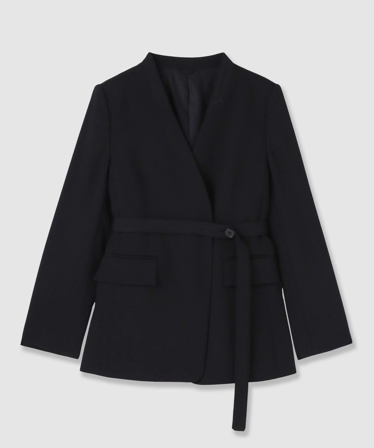 【アナイ/ANAYI】の【セットアップ対応商品】ポリウールノーカラーベルテッドジャケット インテリア・キッズ・メンズ・レディースファッション・服の通販 founy(ファニー) 　ファッション　Fashion　レディースファッション　Fashion for Women　アウター　Coat / Outerwear Collection　レディースジャケット・軽アウター　Jackets　ジャケット　Jacket, Outerwear　ストレート　Straight, Straight Cut　スマート　Smart, Elegant　セットアップ　Set-Up, Coordinated Outfit　フォルム　Silhouette, Form　フロント　Front, Front Design　A/W・秋冬　Autumn/Winter　再入荷　Restock / Back in Stock　black|ID: prp329100004799104 ipo3291000000035140898