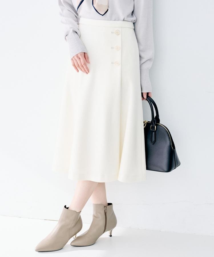 【アンタイトル/UNTITLED】の【ウール100%/ミモレ丈】ミルドスムースフレアスカート 人気、トレンドファッション・服の通販 founy(ファニー) ファッション Fashion レディースファッション Fashion for Women スカート Skirts Aライン・フレアスカート A-Line & Flared Skirts アクセサリー Fashion Accessories ショート Short, Short Length スマート Smart, Elegant フレア Flare, Flared フロント Front, Front Design ポケット Pocket, Pocket Detail 別注 Limited Edition, Custom Order ラップ Wrap, Wrap Design 冬 Winter / This Winter おすすめ Recommended / Our Picks other-1|ID: prp329100004799166 ipo3291000000034820204