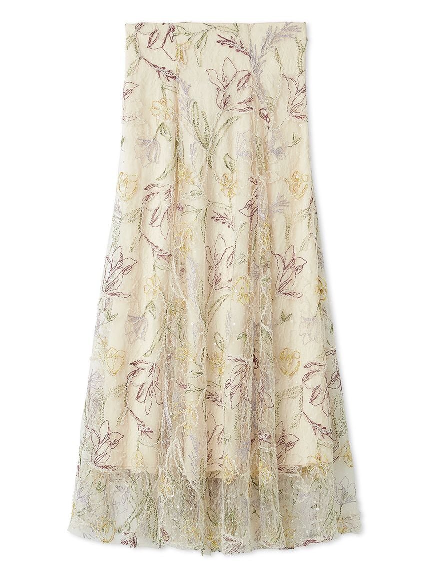 【スナイデル/SNIDEL】のエンブロイダリースカート インテリア・キッズ・メンズ・レディースファッション・服の通販 founy(ファニー) 　ファッション　Fashion　レディースファッション　Fashion for Women　スカート　Skirts　エレガント 上品　Elegant　カラフル　Colorful Design　今季　This Season, Current Season　シャーリング　Shirring, Ruched　スパンコール　Sequins, Sequin Embellishment　スペシャル　Special, Limited Edition　スマート　Smart, Elegant　人気　Popular, Best Seller　フィット　Fit, Slim Fit　フレア　Flare, Flared　ベロア　Velour, Soft Velvet　ボタニカル　Botanical, Floral Pattern　ミックス　Mix, Mixed Style　リボン　Ribbon, Bow　レース　Lace, Lace Fabric　おすすめ　Recommended / Our Picks　MIX[930]|ID: prp329100004799167 ipo3291000000034869288