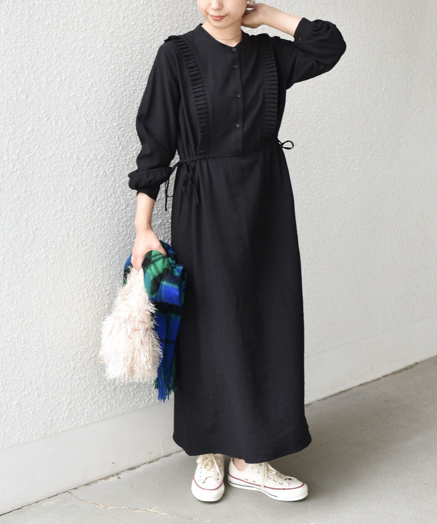 【シップス フォー ウィメン/SHIPS】のSHIPS Colors 手洗い可能 プリーツ デザイン ロングスリーブ ワンピース インテリア・キッズ・メンズ・レディースファッション・服の通販 founy(ファニー) 　ファッション　Fashion　レディースファッション　Fashion for Women　ワンピース　Dresses　ジャケット　Jacket, Outerwear　スリーブ　Sleeve, Long Sleeve / Short Sleeve　タートルネック　Turtleneck, High Neck　長袖　Long Sleeve, Full Sleeve　フィット　Fit, Slim Fit　フレア　Flare, Flared　フロント　Front, Front Design　プリーツ　Pleats, Pleated　メンズ　Men's, Menswear　リボン　Ribbon, Bow　ロング　Long, Long-Length　アウトレット　Outlet / Clearance　おすすめ　Recommended / Our Picks　エレガント 上品　Elegant　ビジネス 仕事 通勤　Business / Work / Commuting　2025年　2025　2025-2026秋冬・A/W　Autumn/Winter 2025–26 AW25–26　ブラック|ID: prp329100004799189 ipo3291000000034883414