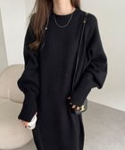 【アンドミー/andme】の指穴 サムホール ボリューム袖 ニット ワンピース 人気、トレンドファッション・服の通販 founy(ファニー) ファッション Fashion レディースファッション Fashion for Women ワンピース Dresses ニットワンピース Knit Dresses アクリル Acrylic Material スリット Slit, Slit Detail ロング Long, Long-Length おすすめ Recommended / Our Picks thumbnail ブラック|ID: prp329100004799233 ipo3291000000034872308