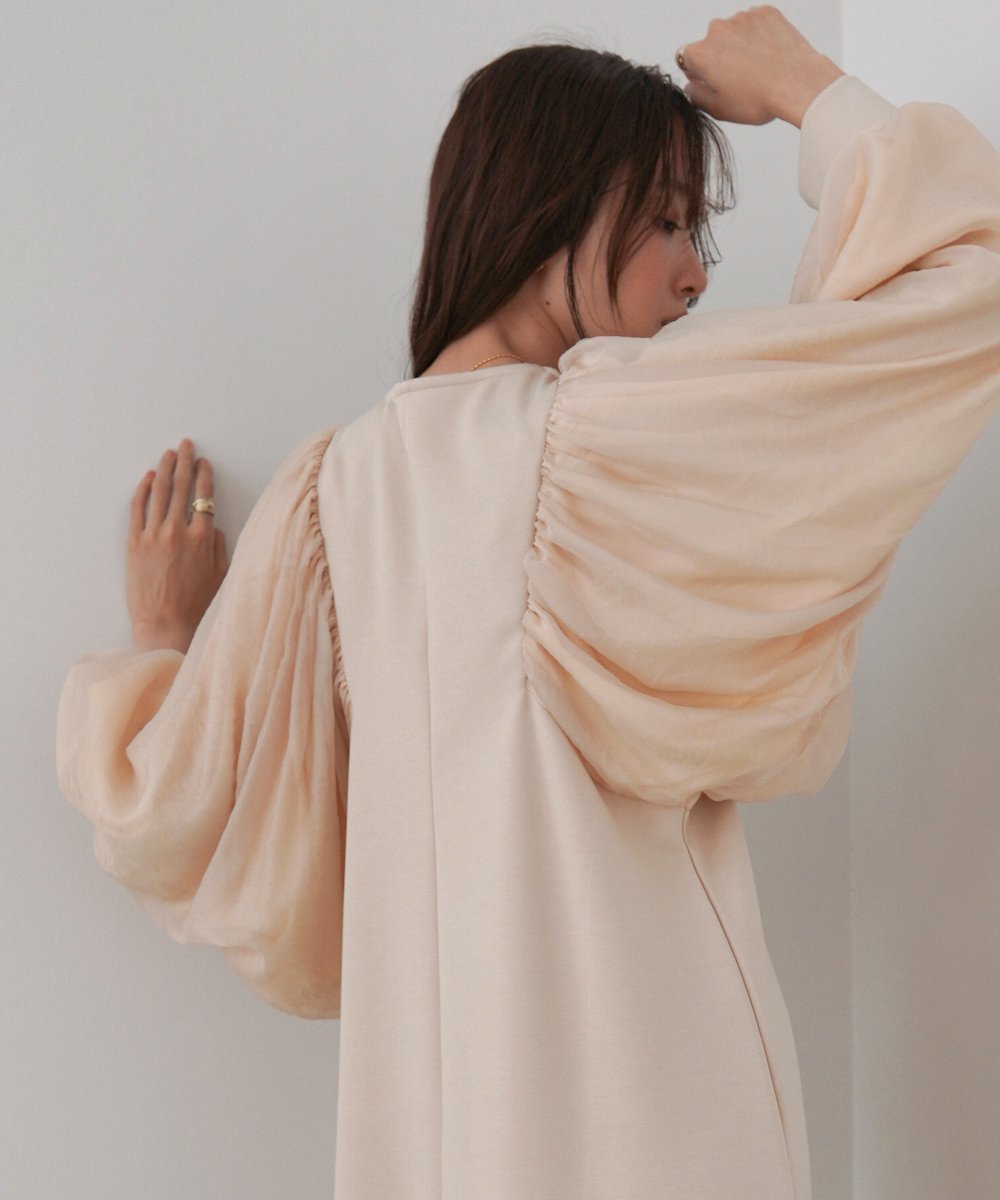 【バブ ブージュルード/Bab Bou Jeloud】の【低身長~高身長向けサイズあり】袖オーガンジーポンチワンピース インテリア・キッズ・メンズ・レディースファッション・服の通販 founy(ファニー) 　ファッション　Fashion　レディースファッション　Fashion for Women　ワンピース　Dresses　アクセサリー　Fashion Accessories　オケージョン　Occasion Wear　くるぶし　Ankle-Length　シアー　Sheer, See-Through　シューズ　Shoes, Footwear　スニーカー　Sneakers, Trainers　スマート　Smart, Elegant　スリーブ　Sleeve, Long Sleeve / Short Sleeve　チェック　Check, Plaid, Tartan　人気　Popular, Best Seller　バランス　Balance, Style Balance　バレエ　Ballet, Ballet Style　ペチコート　Petticoat, Underskirt　A/W・秋冬　Autumn/Winter　再入荷　Restock / Back in Stock　おすすめ　Recommended / Our Picks　夏　Summer　結婚式　Wedding　二次会　After Party　BEIGE|ID: prp329100004799254 ipo3291000000034820713