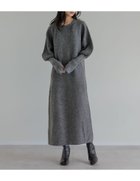 【リエディ/Re:EDIT】の指穴リブニットワンピース チャコール×ブルー|ID: prp329100004799304 ipo3291000000034937184