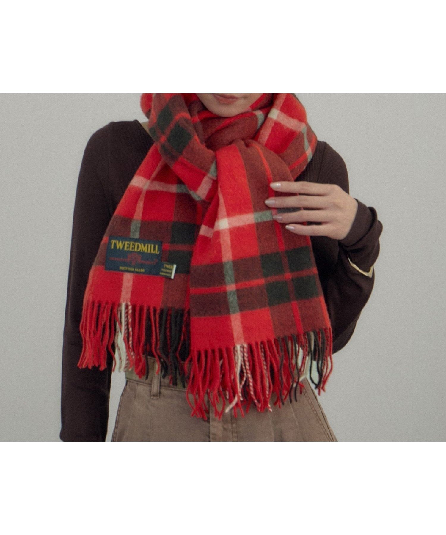 【サロン アダム エ ロペ/SALON adam et rope'】の【TWEEDMILL(ツイードミル)】Knee Rug(大判ストール) インテリア・キッズ・メンズ・レディースファッション・服の通販 founy(ファニー) 　ファッション　Fashion　レディースファッション　Fashion for Women　ストール　Stole, Wrap　ツイード　Twill, Twill Weave　レッド系(61)|ID: prp329100004799476 ipo3291000000034821973