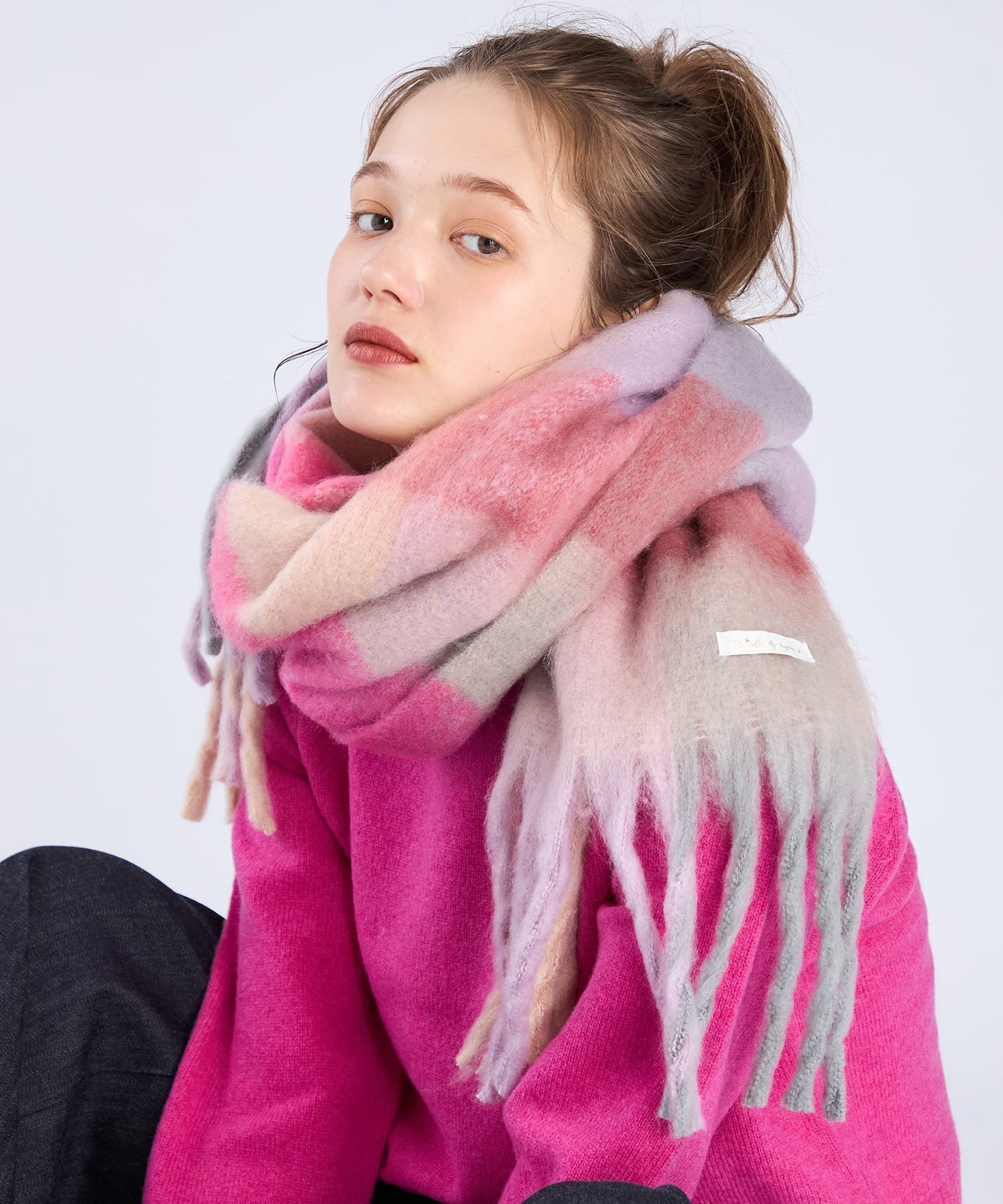 【アニエスベー ファム/agnes b. FEMME】のWEB限定 ブロックチェックストール インテリア・キッズ・メンズ・レディースファッション・服の通販 founy(ファニー) 　ファッション　Fashion　レディースファッション　Fashion for Women　カラフル　Colorful Design　ストール　Stole, Wrap　チェック　Check, Plaid, Tartan　ブロック　Block, Solid Block Pattern　ピンク|ID: prp329100004799495 ipo3291000000034867884