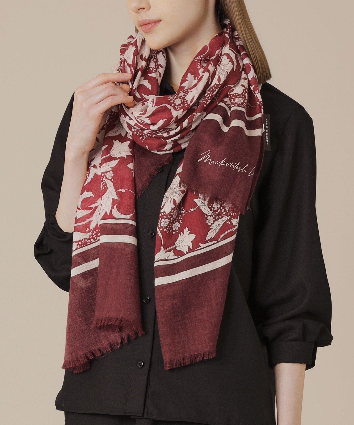 【マッキントッシュ ロンドン/MACKINTOSH LONDON】のバイブリーフラワーカシミヤシルクストール インテリア・キッズ・メンズ・レディースファッション・服の通販 founy(ファニー) 　ファッション　Fashion　レディースファッション　Fashion for Women　エレガント 上品　Elegant　コンパクト　Compact, Small Size　シルク　Silk, 100% Silk　ストール　Stole, Wrap　プリント　Print, Printed Pattern　ロンドン　London Style, British Inspired　ボルドー|ID: prp329100004799498 ipo3291000000034822107