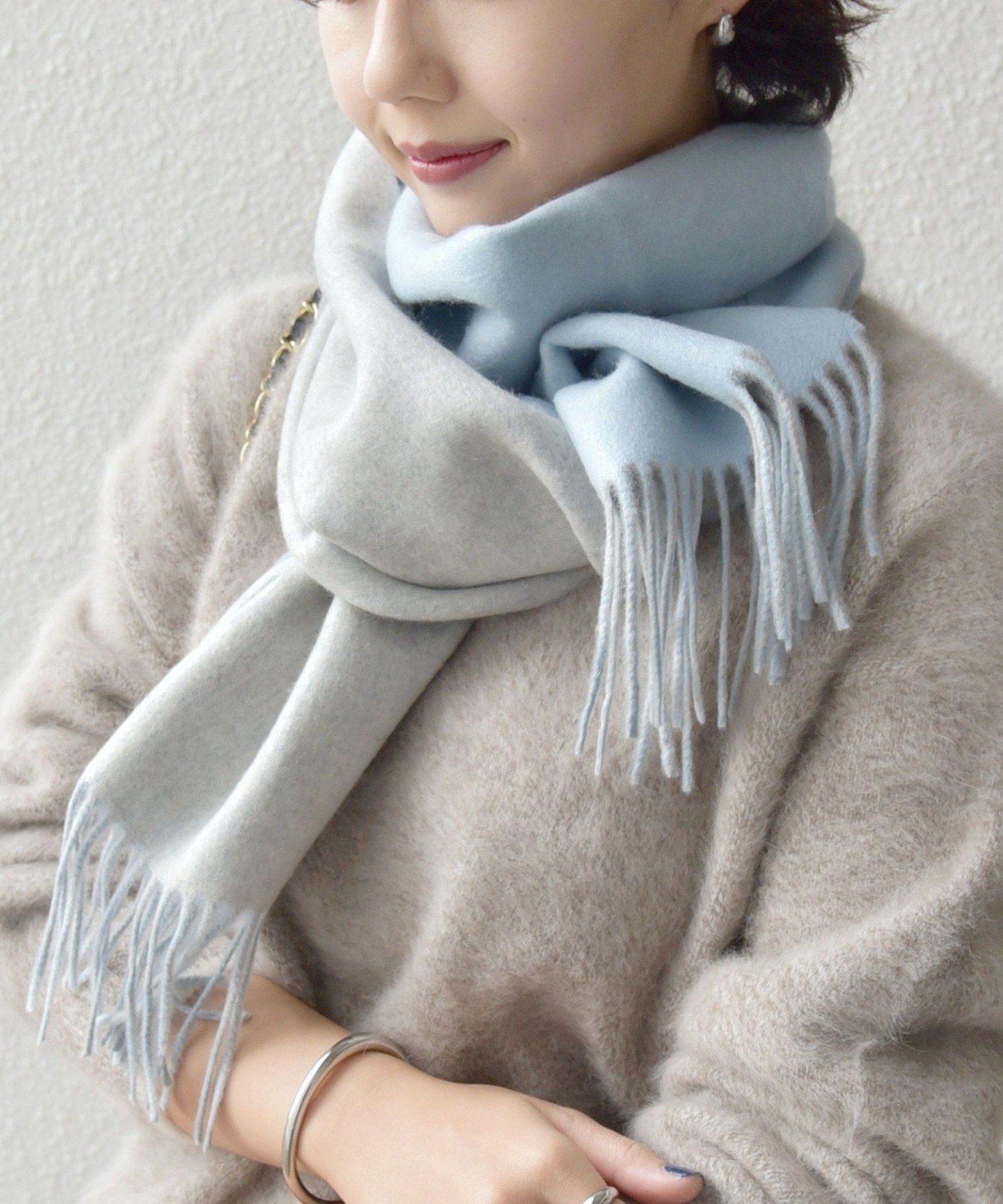 【シップス フォー ウィメン/SHIPS】のカシミヤ リバーシブル マフラー インテリア・キッズ・メンズ・レディースファッション・服の通販 founy(ファニー) 　ファッション　Fashion　レディースファッション　Fashion for Women　マフラー・スヌード / 冬小物の定番　Scarves & Mufflers　2025年　2025　2025-2026秋冬・A/W　Autumn/Winter 2025–26 AW25–26　マフラー　Scarf, Muffler　リバーシブル　Reversible, Two-Sided　ライトブルー|ID: prp329100004799499 ipo3291000000034880025