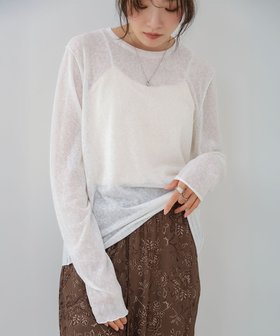 【バブ ブージュルード/Bab Bou Jeloud】の【やわらか透け感! 選べるサイズ展開】メランジシアーベーシックカットソー 人気、トレンドファッション・服の通販 founy(ファニー) ファッション Fashion レディースファッション Fashion for Women トップス・カットソー Cut & Sew Tops カットソー・ベーシックTシャツ Cut-and-Sewn Tops / Stretch Tees & Basics インナー Innerwear カットソー Cut and Sewn Top キャミワンピース Cami Dress, Slip Dress シアー Sheer, See-Through スマート Smart, Elegant チェック Check, Plaid, Tartan ビスチェ Bustier, Corset Top ベスト Vest, Waistcoat メランジ Melange, Mixed Yarn リネン Linen, Linen Fabric ロング Long, Long-Length ワンポイント One Point, Statement Accent 再入荷 Restock / Back in Stock |ID:prp329100004799550