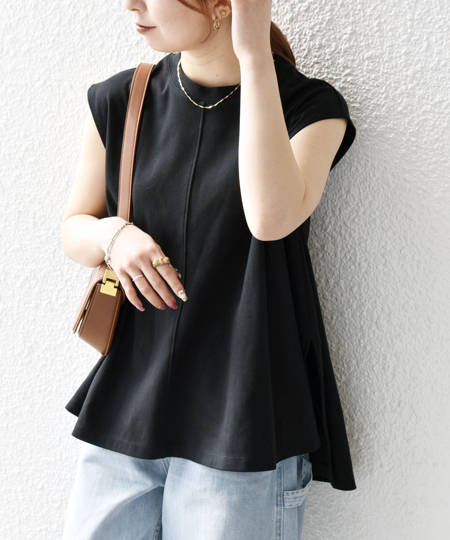 【シップス フォー ウィメン/SHIPS】のSHIPS any 接触冷感/汗染み防止加工/洗濯機可能 Aライン フレンチスリーブ TEE インテリア・キッズ・メンズ・レディースファッション・服の通販 founy(ファニー) 　ファッション　Fashion　レディースファッション　Fashion for Women　春　Spring　洗える　Machine Washable　シンプル　Simple, Minimal　スリーブ　Sleeve, Long Sleeve / Short Sleeve　ドレープ　Drape, Draping Fabric　バランス　Balance, Style Balance　フレア　Flare, Flared　フレンチ　French, French Style　フロント　Front, Front Design　ワイド　Wide, Wide Fit　S/S・春夏　SS, Spring/Summer, Warm Season　夏　Summer　2025年　2025　2025春夏・S/S　Spring/Summer 2025 SS25　ブラック|ID: prp329100004799559 ipo3291000000034822484