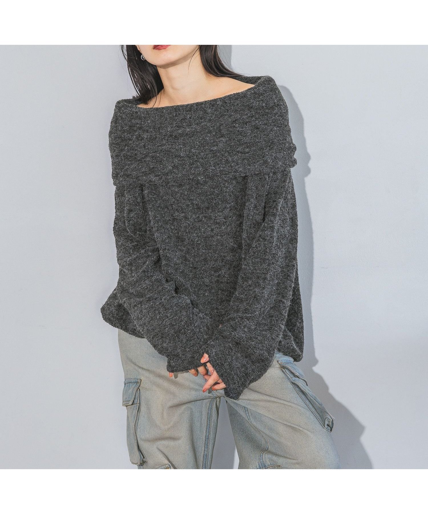 【ジーナシス/JEANASiS】の2WAYブークレオフショルプルオーバー インテリア・キッズ・メンズ・レディースファッション・服の通販 founy(ファニー) ファッション Fashion レディースファッション Fashion for Women トップス・カットソー Cut & Sew Tops カジュアルプルオーバー・ニットトップス Pullovers & Knit Tops / Casual Pullovers おすすめ Recommended / Our Picks ショート Short, Short Length スラックス Slacks, Dress Pants タートル Turtleneck, Turtle Collar デコルテ Décolleté, Neckline ボトム Bottoms, Lower Wear チャコールグレー|ID: prp329100004799582 ipo3291000000034822598