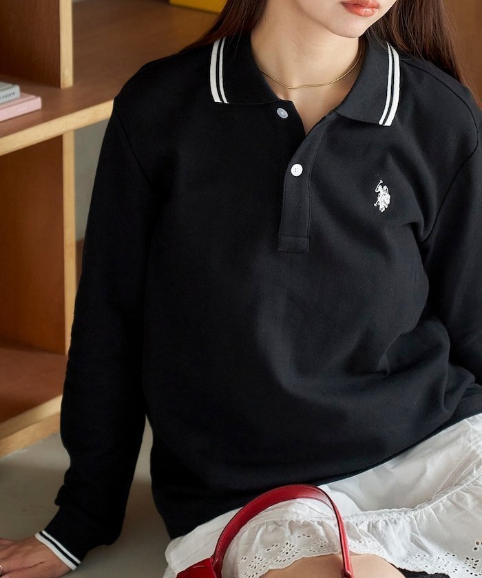 【フリークスストア/FREAK'S STORE】の襟ライン入り鹿の子ポロシャツ 限定展開 25AW インテリア・キッズ・メンズ・レディースファッション・服の通販 founy(ファニー) 　ファッション　Fashion　レディースファッション　Fashion for Women　トップス・カットソー　Cut & Sew Tops　シャツ・ブラウス・オフィスカジュアル　Elegant Blouses & Button-Ups　ポロシャツ・きれいめカジュアル　Smart-Casual Polo Tops　春　Spring　鹿の子　Piqué, Kanoko Fabric　スペシャル　Special, Limited Edition　スラックス　Slacks, Dress Pants　トレンド　Trend, Trending Now　人気　Popular, Best Seller　長袖　Long Sleeve, Full Sleeve　フェミニン　Feminine, Girly　フリル　Frill, Ruffle　ボトム　Bottoms, Lower Wear　ポロシャツ　Polo Shirt, Collared Tee　ワイド　Wide, Wide Fit　A/W・秋冬　Autumn/Winter　冬　Winter / This Winter　S/S・春夏　SS, Spring/Summer, Warm Season　おすすめ　Recommended / Our Picks　夏　Summer　2025年　2025　2025-2026秋冬・A/W　Autumn/Winter 2025–26 AW25–26　ブラック×ホワイト|ID: prp329100004799595 ipo3291000000034866785