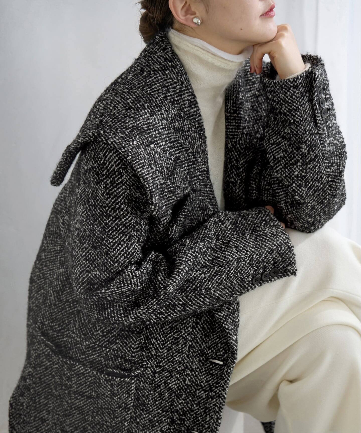 【イエナ/IENA】のヘリンボンツイードビッグカラーコート 人気、トレンドファッション・服の通販 founy(ファニー) ファッション Fashion レディースファッション Fashion for Women アウター Coat / Outerwear Collection コート・ロングコート・ピーコート Long Coats, Peacoats & More 2025年 2025 2025-2026秋冬・A/W Autumn/Winter 2025–26 AW25–26 クラシック Classic, Timeless Style ショート Short, Short Length スマート Smart, Elegant ビッグ Big, Oversized フェミニン Feminine, Girly ボックス Boxy, Box Shape ミニスカート Mini Skirt, Short Skirt ロング Long, Long-Length 今季 This Season, Current Season other-1|ID: prp329100004799661 ipo3291000000034823079