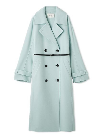 【ミラオーウェン/Mila Owen】のベルト付きリバーピーコート インテリア・キッズ・メンズ・レディースファッション・服の通販 founy(ファニー) 　ファッション　Fashion　レディースファッション　Fashion for Women　アウター　Coat / Outerwear Collection　コート・ロングコート・ピーコート　Long Coats, Peacoats & More　ベルト&ウエストマーク　Belts & Waist Accessories　エレガント 上品　Elegant　カッティング　Cutting Detail　スマート　Smart, Elegant　ダブル　Double, Double-Breasted　フォルム　Silhouette, Form　フロント　Front, Front Design　モチーフ　Motif, Design Theme　ロング　Long, Long-Length　冬　Winter / This Winter　LBLU[081]|ID: prp329100004799677 ipo3291000000034823149