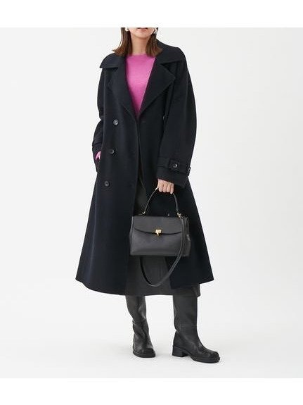 【ミラオーウェン/Mila Owen】のベルト付きリバーピーコート インテリア・キッズ・メンズ・レディースファッション・服の通販 founy(ファニー) 　ファッション　Fashion　レディースファッション　Fashion for Women　アウター　Coat / Outerwear Collection　コート・ロングコート・ピーコート　Long Coats, Peacoats & More　ベルト&ウエストマーク　Belts & Waist Accessories　エレガント 上品　Elegant　カッティング　Cutting Detail　スマート　Smart, Elegant　ダブル　Double, Double-Breasted　フォルム　Silhouette, Form　フロント　Front, Front Design　モチーフ　Motif, Design Theme　ロング　Long, Long-Length　冬　Winter / This Winter　NVY[089]|ID: prp329100004799677 ipo3291000000034823151