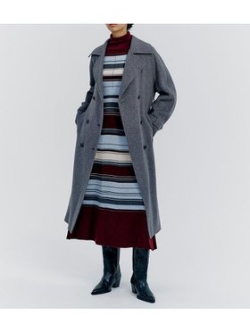 【ミラオーウェン/Mila Owen】のベルト付きリバーピーコート 人気、トレンドファッション・服の通販 founy(ファニー) ファッション Fashion レディースファッション Fashion for Women アウター Coat / Outerwear Collection コート・ロングコート・ピーコート Long Coats, Peacoats & More ベルト&ウエストマーク Belts & Waist Accessories エレガント 上品 Elegant カッティング Cutting Detail スマート Smart, Elegant ダブル Double, Double-Breasted フォルム Silhouette, Form フロント Front, Front Design モチーフ Motif, Design Theme ロング Long, Long-Length 冬 Winter / This Winter |ID:prp329100004799677