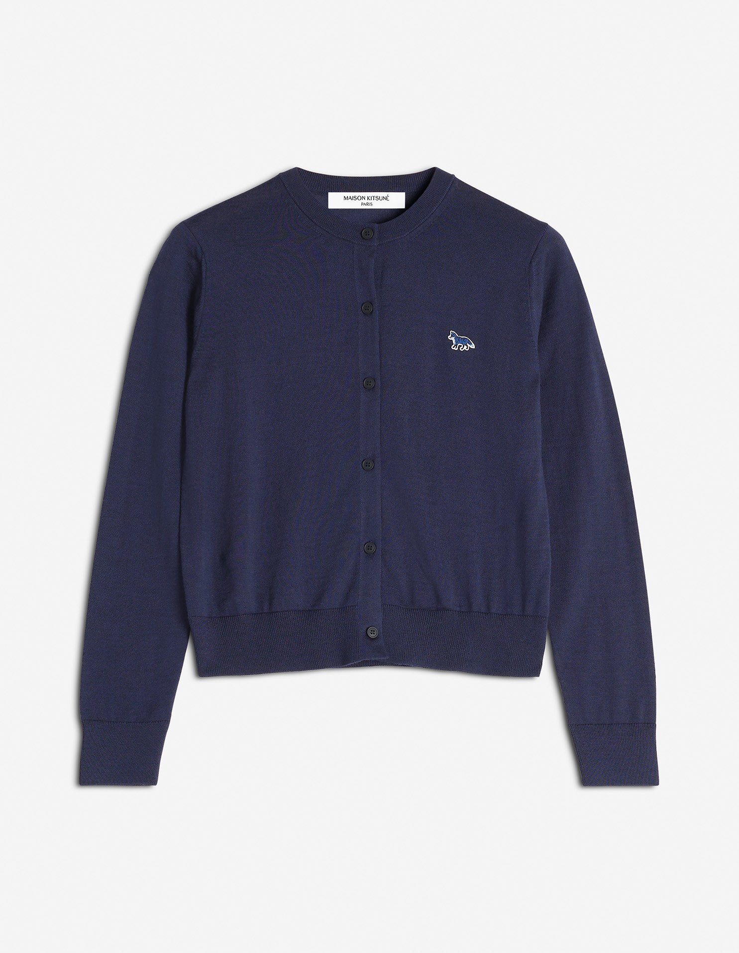 【メゾン キツネ/MAISON KITSUNE】のMaison Kitsune/BABY FOX PATCH REGULAR CARDIGAN インテリア・キッズ・メンズ・レディースファッション・服の通販 founy(ファニー) ファッション Fashion レディースファッション Fashion for Women トップス・カットソー Cut & Sew Tops カーディガン・羽織り Layered Style Cardigans 冬 Winter / This Winter コレクション Collection, Seasonal Line スタイリッシュ Stylish, Fashionable スタンダード Standard, Basic パッチ Patch, Appliqué 定番 Standard, Basic Item 無地 Plain, Solid Color A/W・秋冬 Autumn/Winter 長袖 Long Sleeve, Full Sleeve DEEP NAVY|ID: prp329100004799707 ipo3291000000034823295