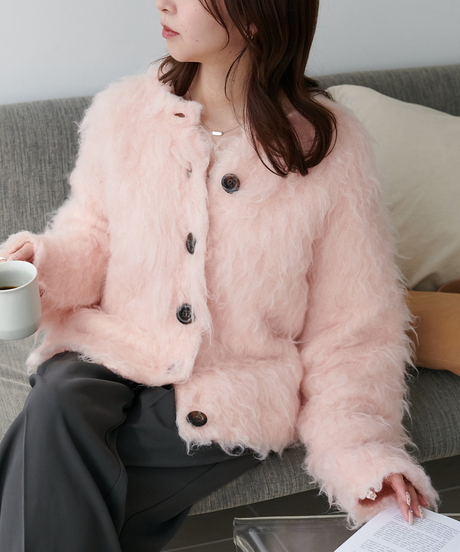 【ディスコート/Discoat】のシャギーカーディガン インテリア・キッズ・メンズ・レディースファッション・服の通販 founy(ファニー) ファッション Fashion レディースファッション Fashion for Women トップス・カットソー Cut & Sew Tops カーディガン・羽織り Layered Style Cardigans カーディガン Cardigan, Knitwear シンプル Simple, Minimal フロント Front, Front Design マーブル Marble, Marble Pattern ランダム Random, Irregular ピンク|ID: prp329100004799756 ipo3291000000034823619