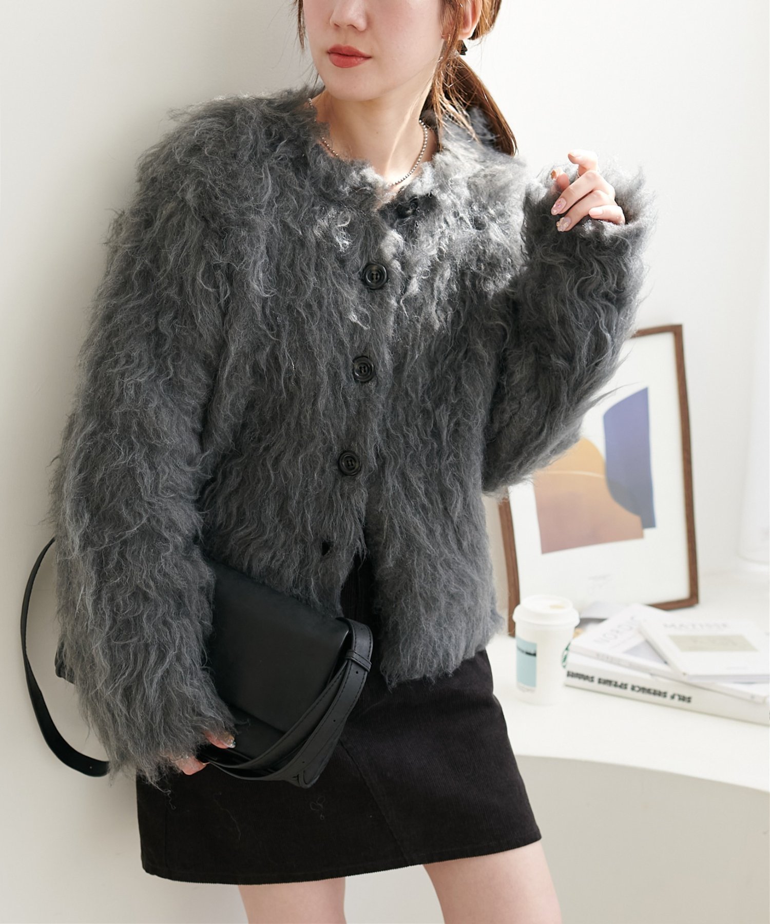 【ディスコート/Discoat】のシャギーカーディガン インテリア・キッズ・メンズ・レディースファッション・服の通販 founy(ファニー) ファッション Fashion レディースファッション Fashion for Women トップス・カットソー Cut & Sew Tops カーディガン・羽織り Layered Style Cardigans カーディガン Cardigan, Knitwear シンプル Simple, Minimal フロント Front, Front Design マーブル Marble, Marble Pattern ランダム Random, Irregular ダークグレー|ID: prp329100004799756 ipo3291000000034823623