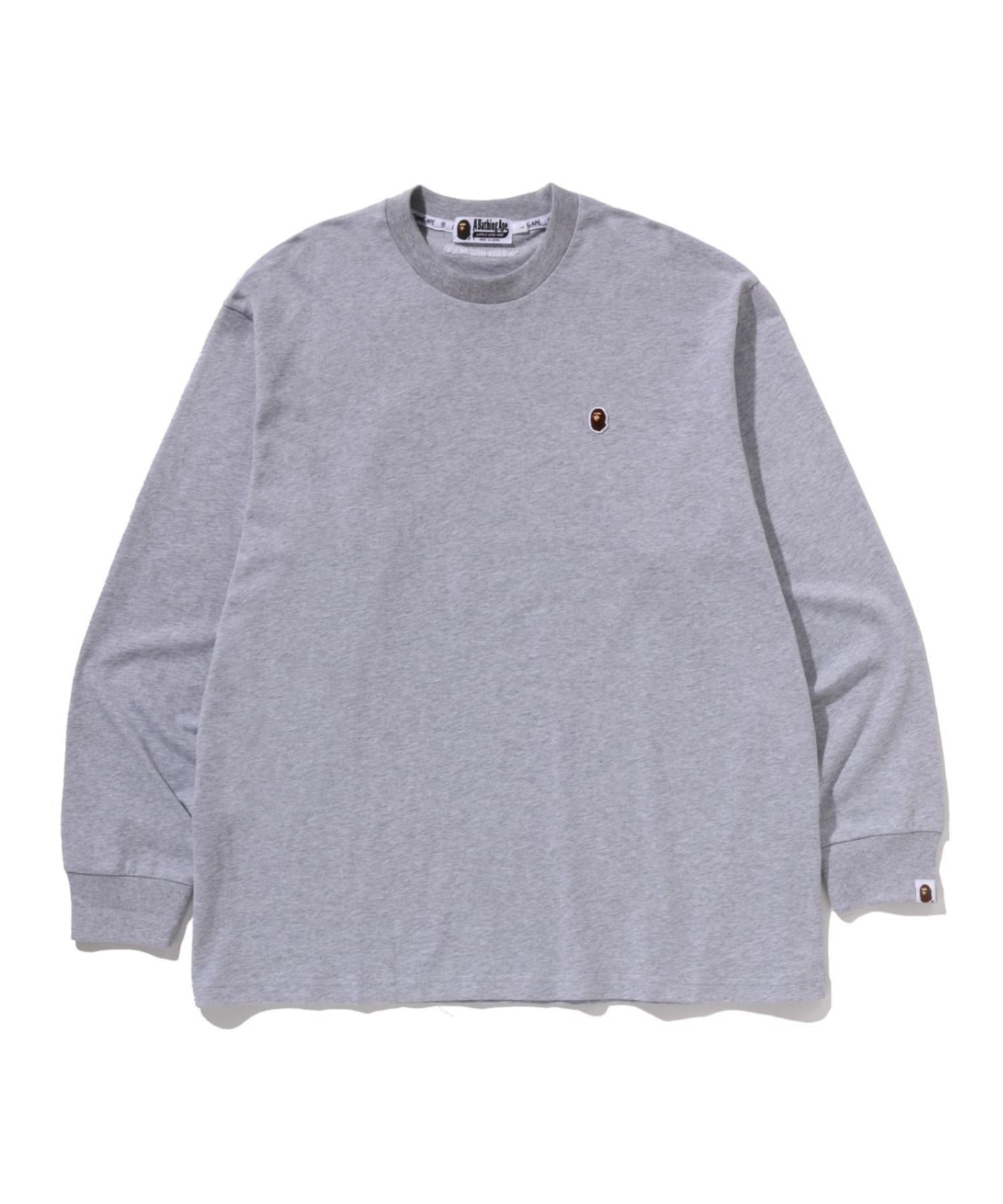 【ア ベイシング エイプ/A BATHING APE】のONE POINT RELAXED FIT LS TEE インテリア・キッズ・メンズ・レディースファッション・服の通販 founy(ファニー) 　ファッション　Fashion　レディースファッション　Fashion for Women　スリーブ　Sleeve, Long Sleeve / Short Sleeve　ロング　Long, Long-Length　ワンポイント　One Point, Statement Accent　GRAY|ID: prp329100004799789 ipo3291000000035113899