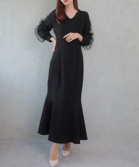 【ジュノア/JUNOAH】のセネア Vネックマーメイドワンピース 人気、トレンドファッション・服の通販 founy(ファニー) ファッション Fashion レディースファッション Fashion for Women ワンピース Dresses チュール Tulip, Tulip Motif |ID:prp329100004799806