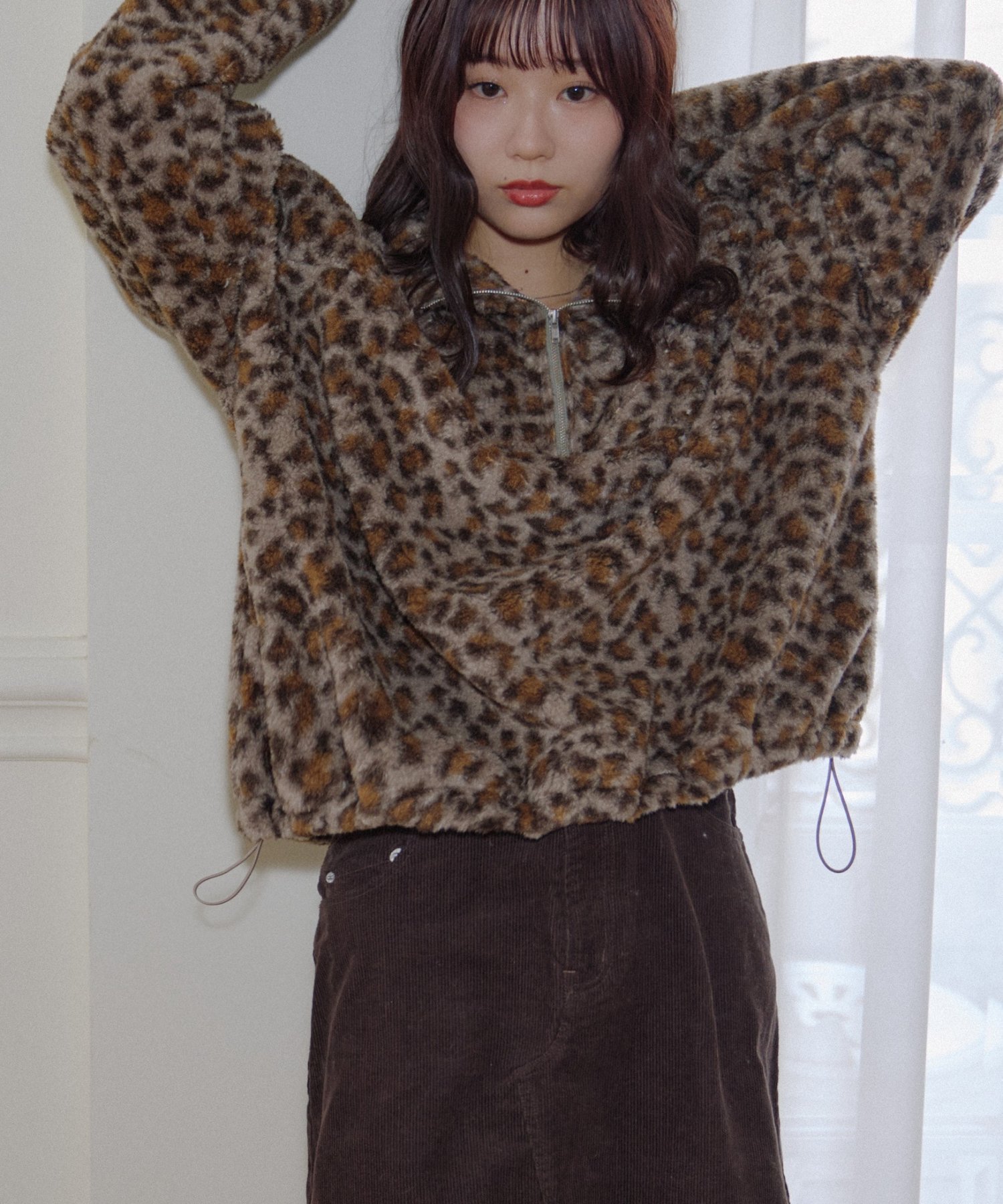 【ディスコート/Discoat】の【umm.】柄アソートボアハーフZIP インテリア・キッズ・メンズ・レディースファッション・服の通販 founy(ファニー) 　ファッション　Fashion　レディースファッション　Fashion for Women　ガーリー　Girly, Feminine Style　ジップ　Zip, Zipper　ドローコード　Drawcord, Drawstring Cord　ハーフ　Half, Half-Length　パイピング　Piping, Trim Design　レオパード　Leopard, Animal Print　今季　This Season, Current Season　冬　Winter / This Winter　モカ|ID: prp329100004799809 ipo3291000000035173688