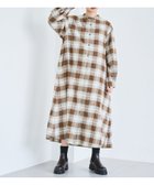 【コーエン/COEN】のオンブレチェックライトネルシャツワンピース MD.BROWN|ID: prp329100004799817 ipo3291000000035161660