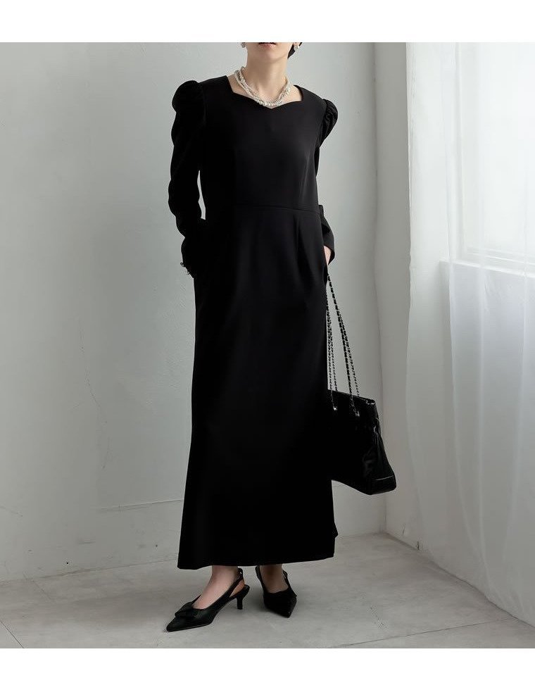 【リエディ/Re:EDIT】のツイルハートネックボリュームスリーブワンピース インテリア・キッズ・メンズ・レディースファッション・服の通販 founy(ファニー) ファッション Fashion レディースファッション Fashion for Women ワンピース Dresses アクセサリー Fashion Accessories アンダー Underwear Essentials オケージョン Occasion Wear クラシック Classic, Timeless Style コンパクト Compact, Small Size ジャケット Jacket, Outerwear ツイル Twist, Twisted Detail デコルテ Décolleté, Neckline バランス Balance, Style Balance パール Pearl, Pearl Accent フォルム Silhouette, Form フォーマル Formal, Dressy マーメイド Mermaid, Fishtail Silhouette おすすめ Recommended / Our Picks 結婚式 Wedding ブラック|ID: prp329100004799819 ipo3291000000034823989